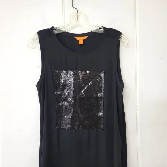 Joe Fresh Sleeveless Black Blouse with Sequined Square Design - Picture 3 of 5